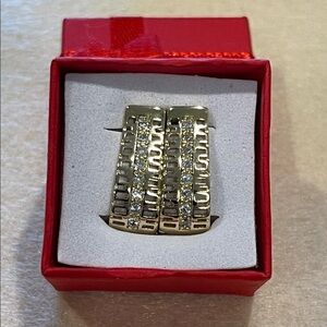 Gold and Silver Earrings with Crystals